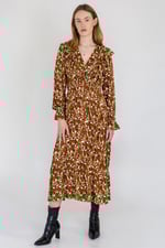 Paisley Printed Viscose Shirred Maxi Dress