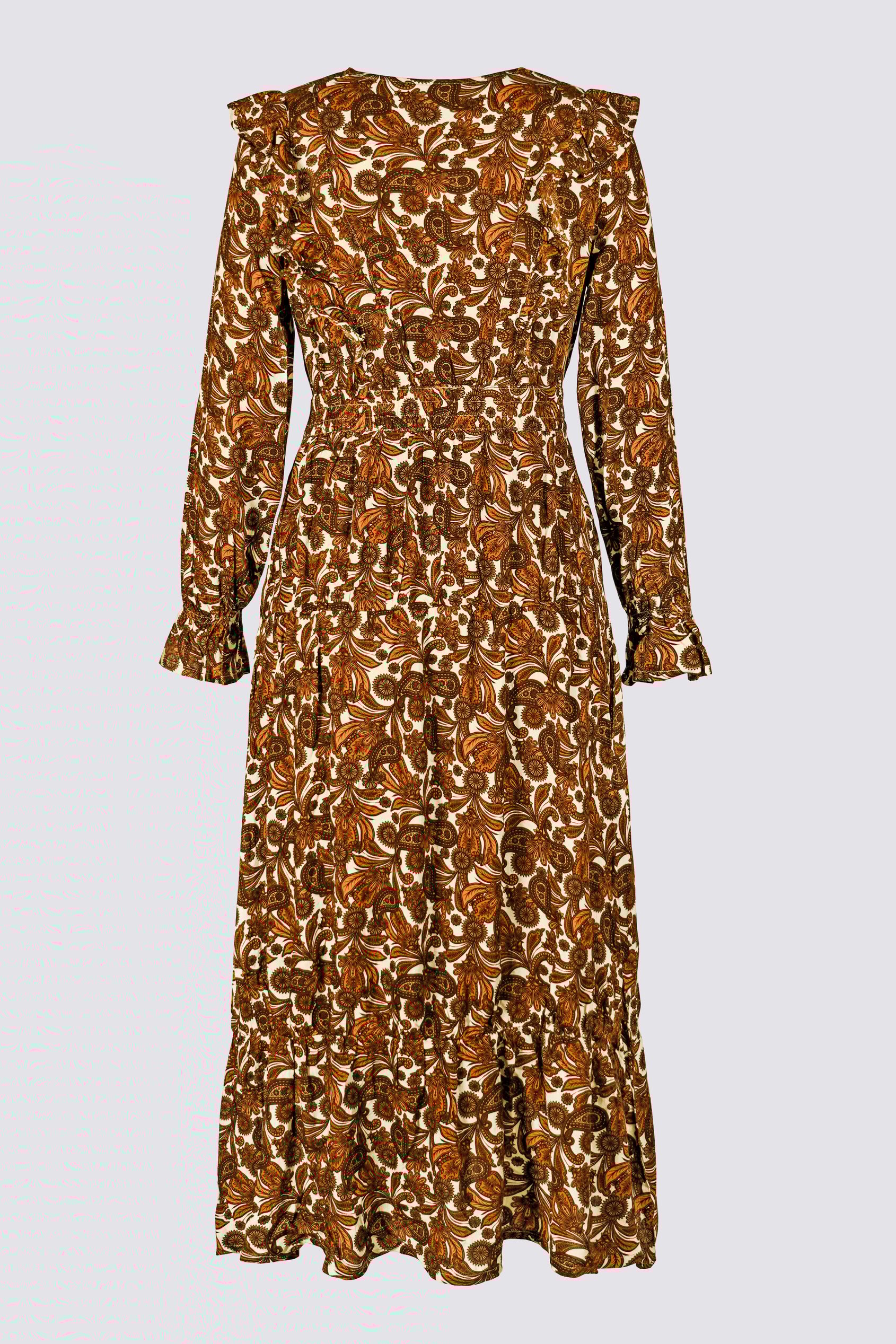 Paisley Printed Viscose Shirred Maxi Dress