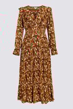 Paisley Printed Viscose Shirred Maxi Dress