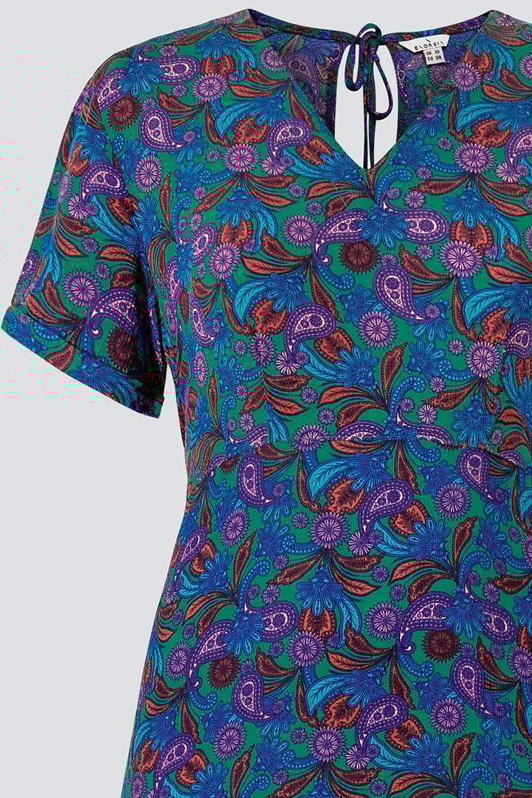 Crepe Viscose Paisley Printed Maxi Dress