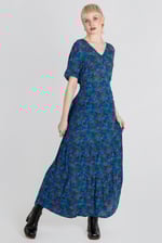 Crepe Viscose Paisley Printed Maxi Dress