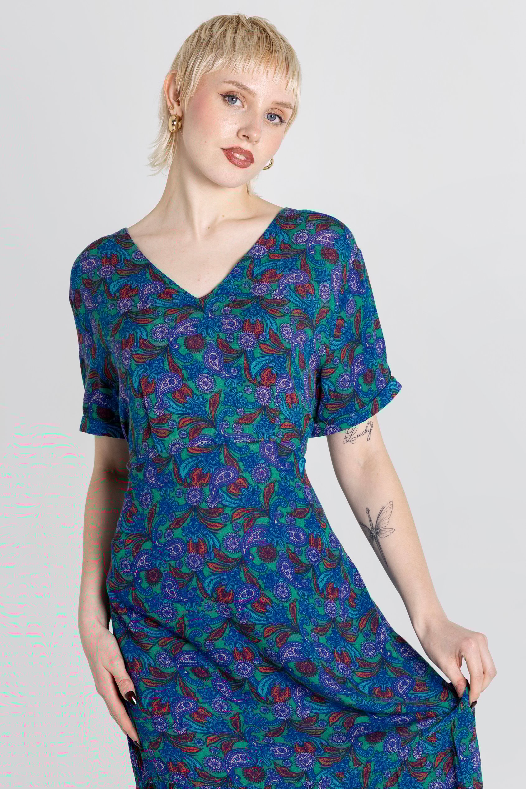 Crepe Viscose Paisley Printed Maxi Dress