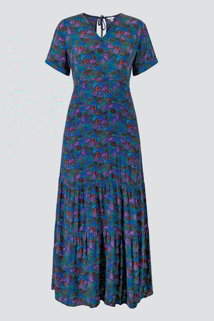 Crepe Viscose Paisley Printed Maxi Dress