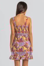 Frill Hem Smocked Back Printed Mini Dress