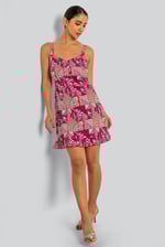 Frill Hem Smocked Back Printed Mini Dress