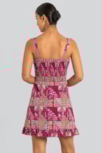 Frill Hem Smocked Back Printed Mini Dress