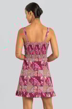 Frill Hem Smocked Back Printed Mini Dress