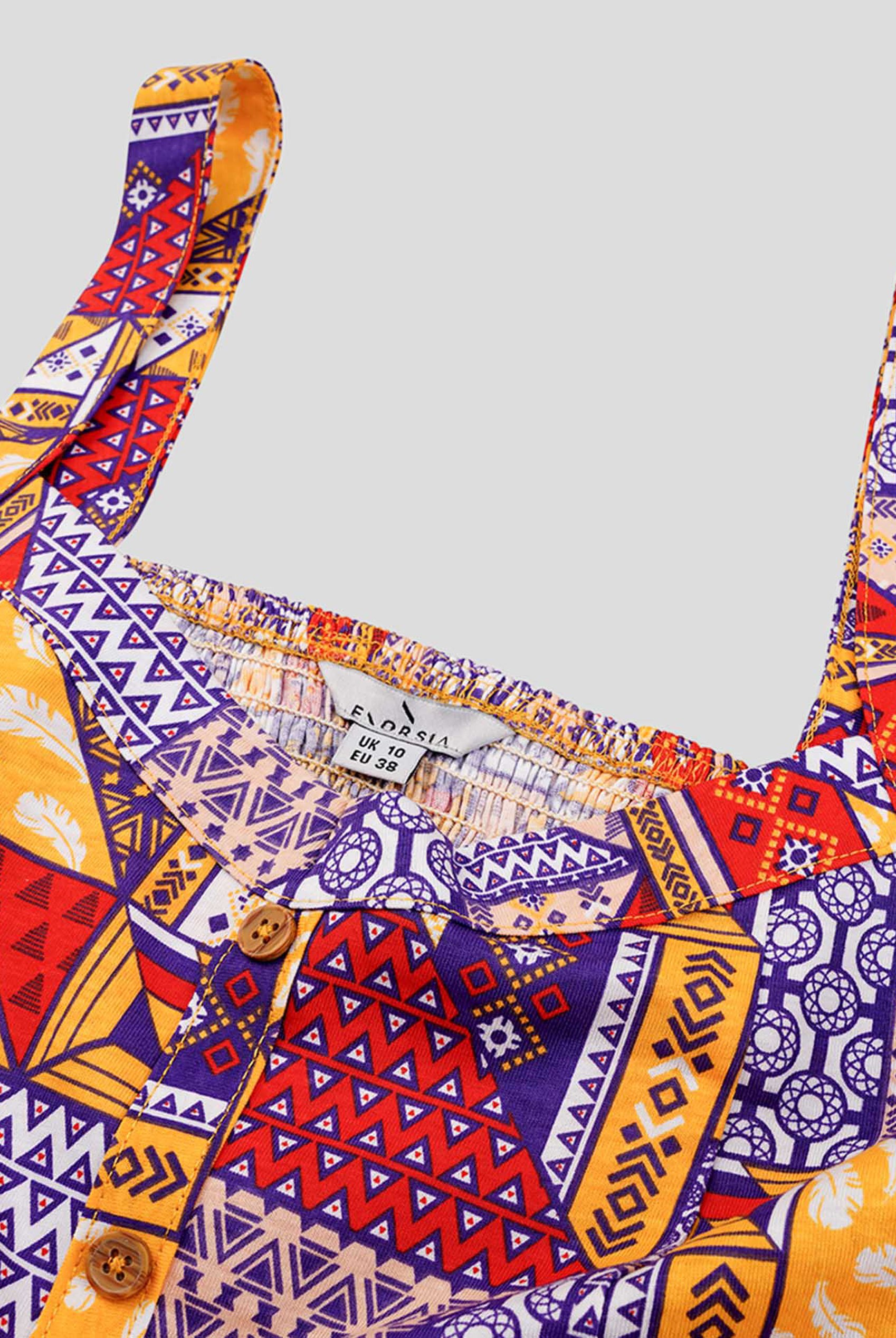 Frill Hem Smocked Back Printed Mini Dress