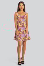 Frill Hem Smocked Back Printed Mini Dress