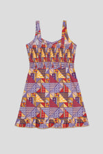 Frill Hem Smocked Back Printed Mini Dress