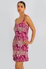 Frill Hem Smocked Back Printed Mini Dress