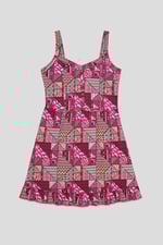 Frill Hem Smocked Back Printed Mini Dress