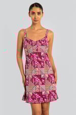 Frill Hem Smocked Back Printed Mini Dress