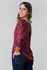 Womens Floral Print Button Front Blouse