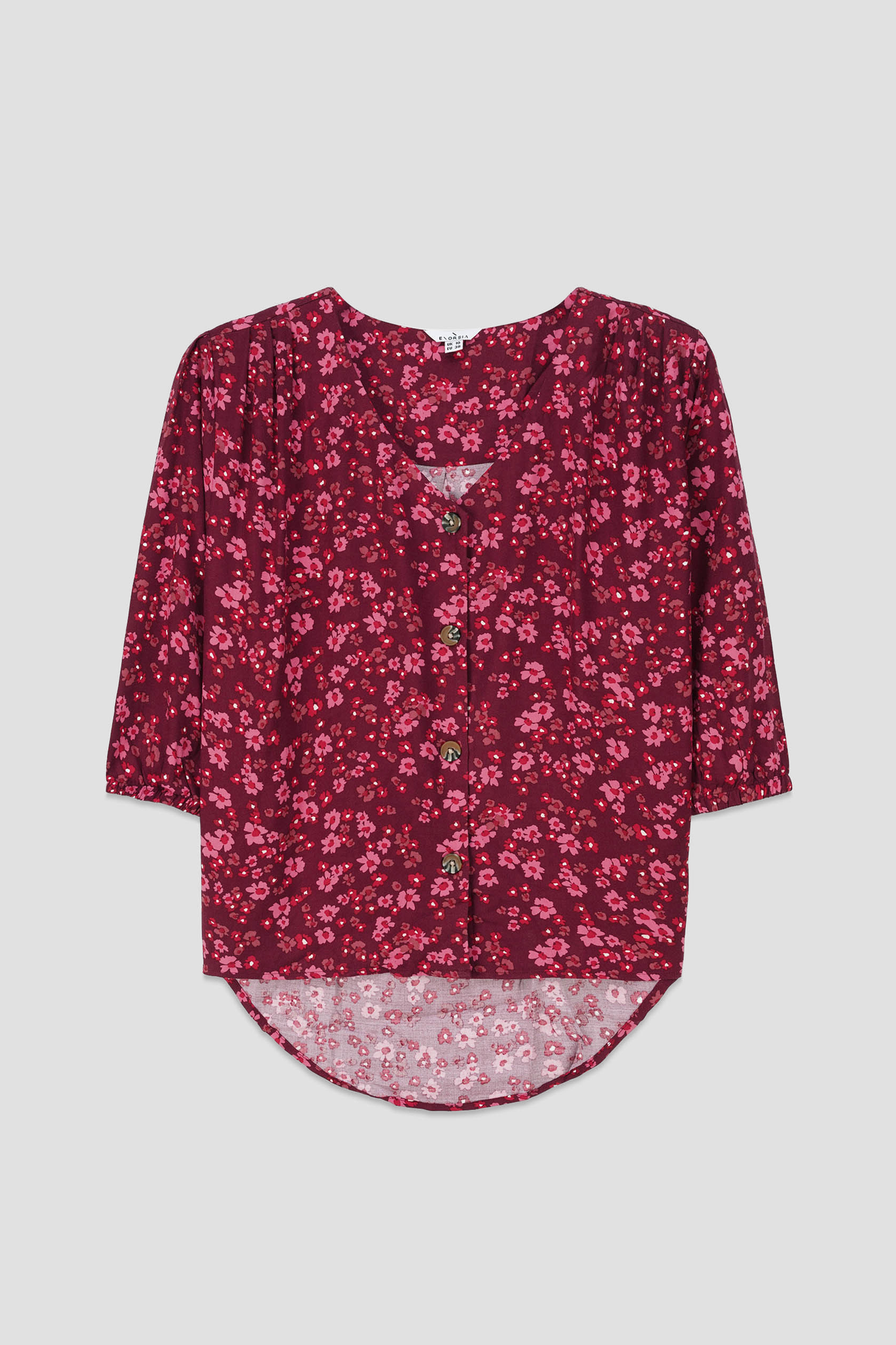 Womens Floral Print Button Front Blouse