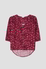 Womens Floral Print Button Front Blouse