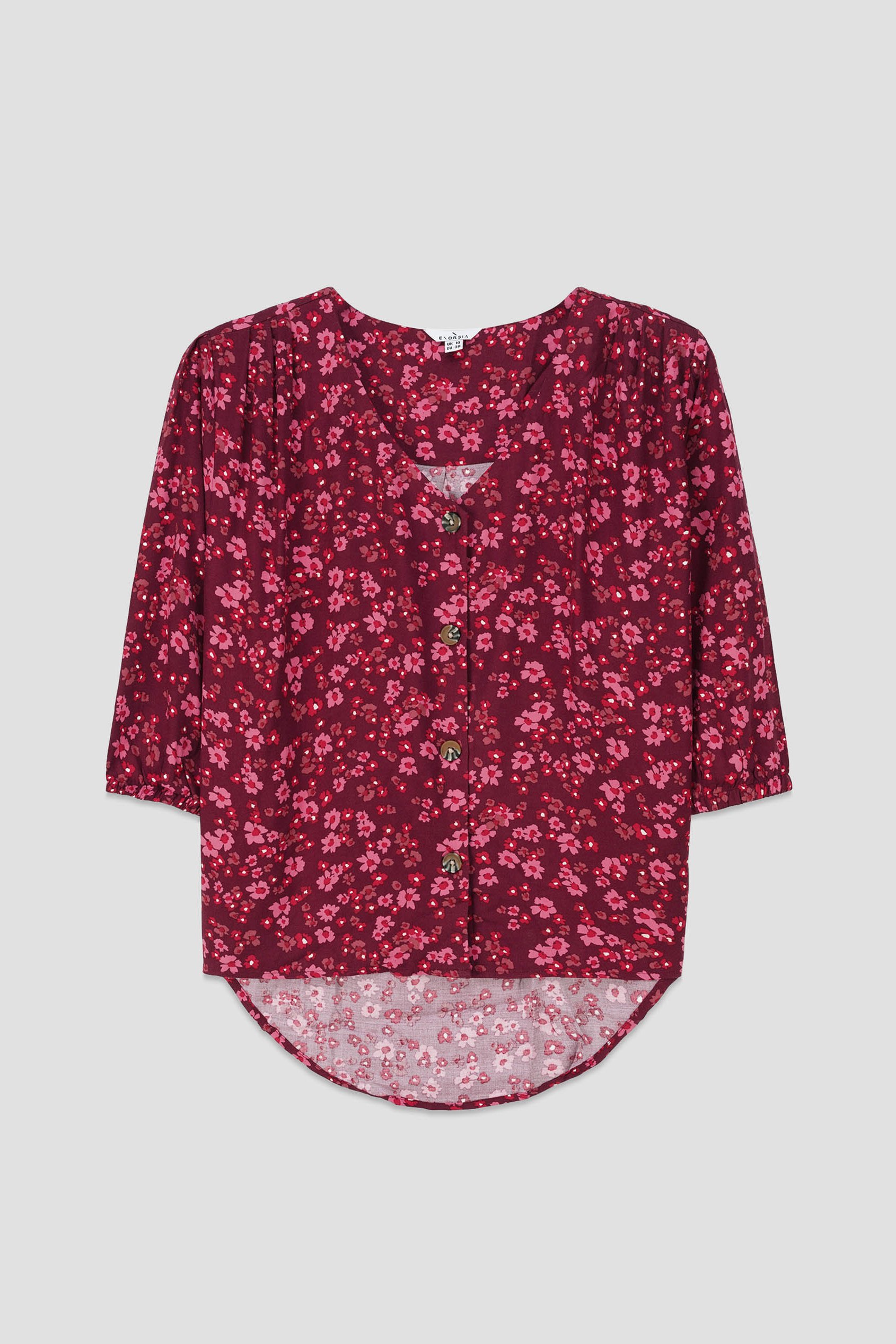 Womens Floral Print Button Front Blouse