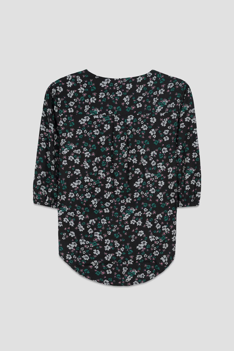 Womens Floral Print Button Front Blouse