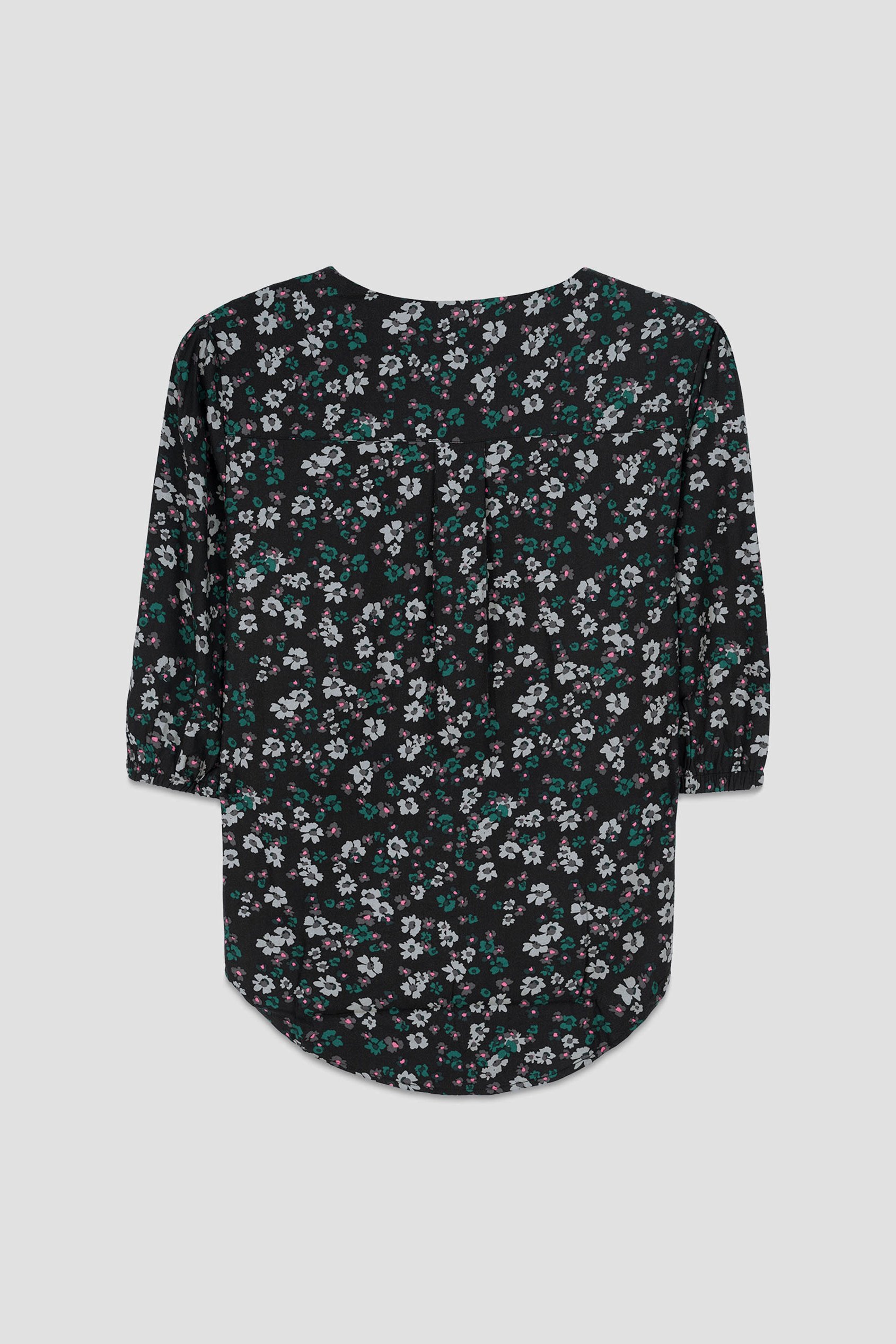 Womens Floral Print Button Front Blouse
