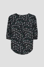 Womens Floral Print Button Front Blouse