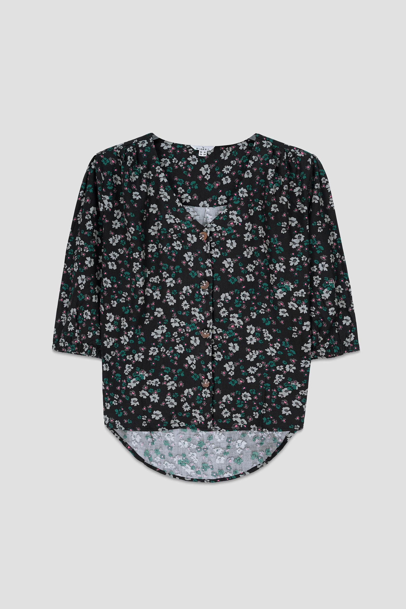 Womens Floral Print Button Front Blouse