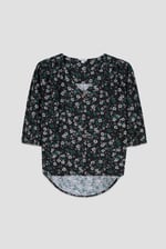 Womens Floral Print Button Front Blouse