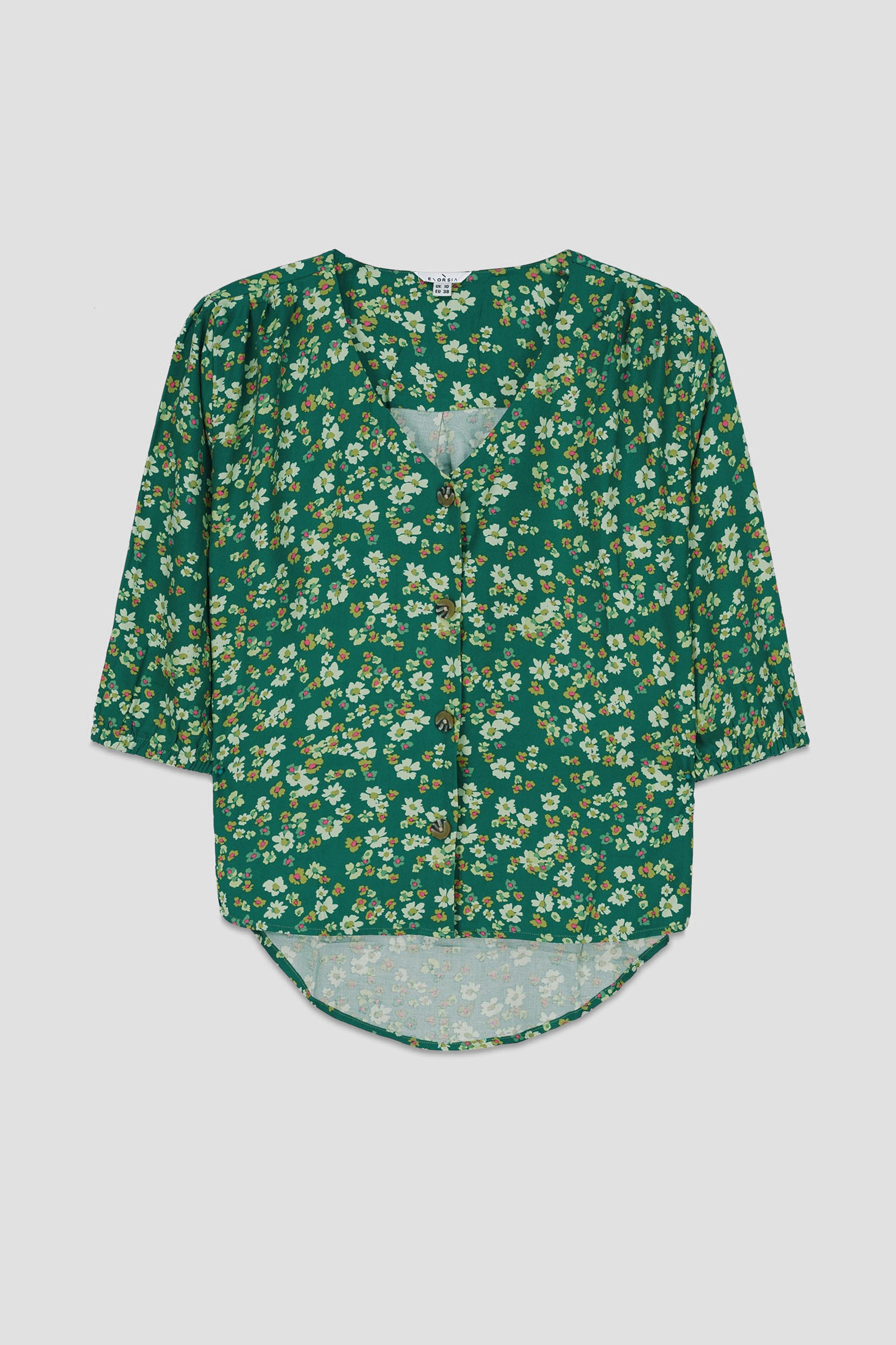 Womens Floral Print Button Front Blouse