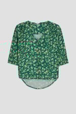 Womens Floral Print Button Front Blouse