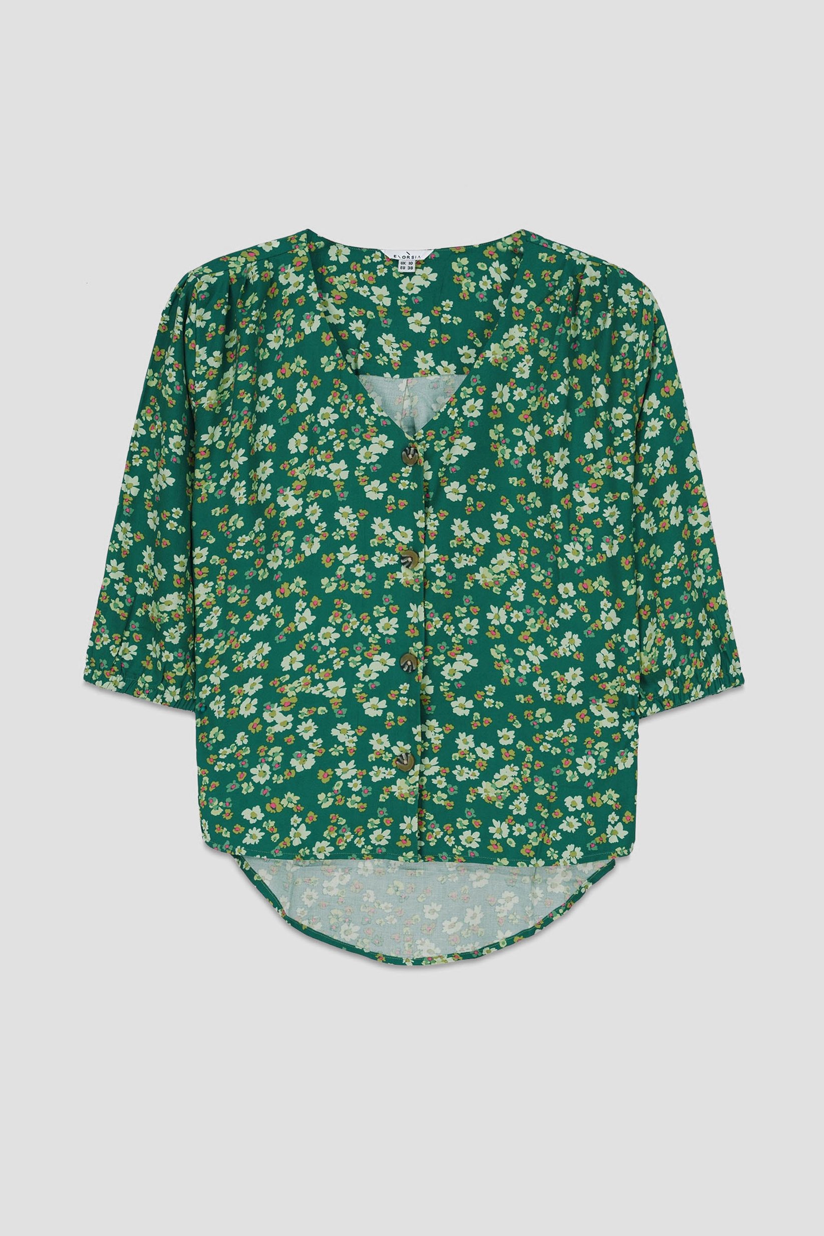 Womens Floral Print Button Front Blouse