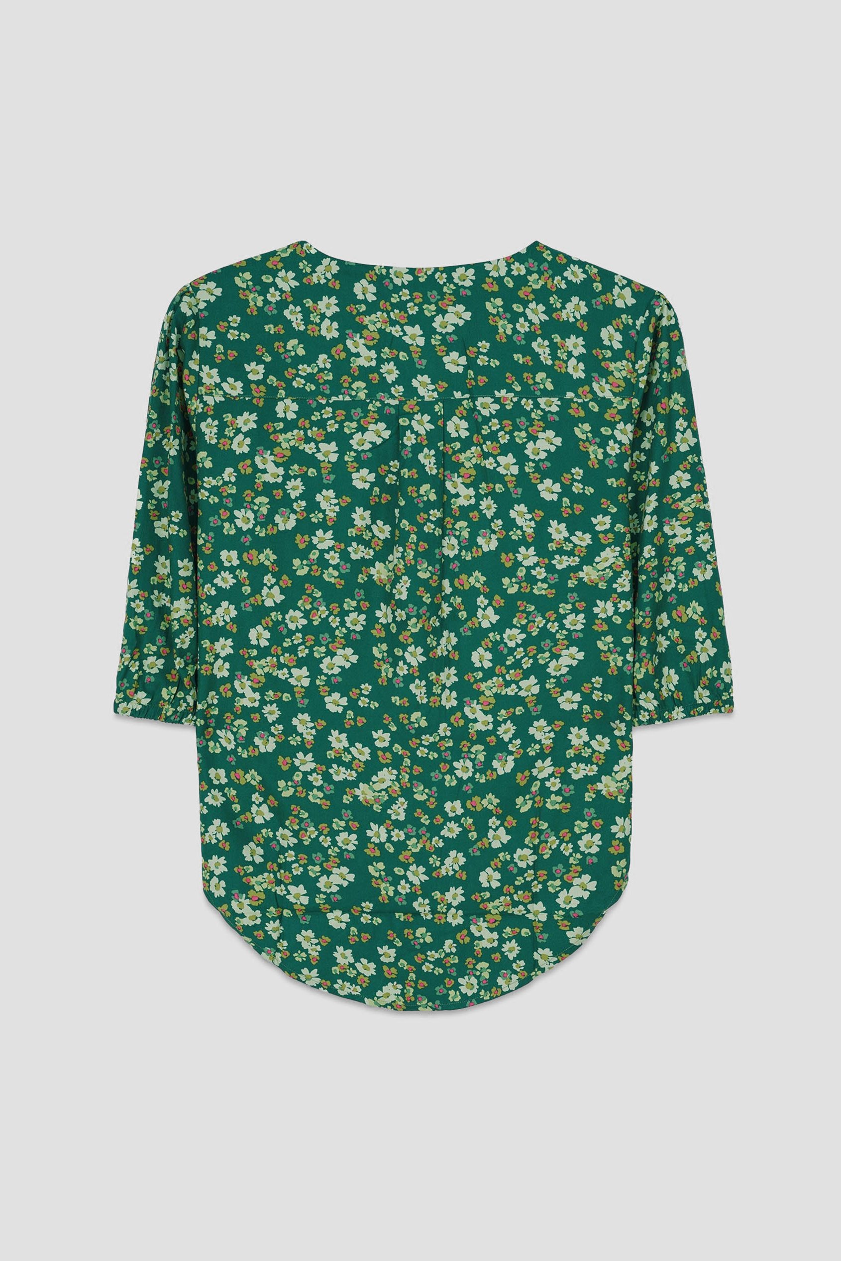 Womens Floral Print Button Front Blouse