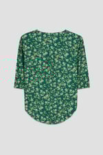 Womens Floral Print Button Front Blouse