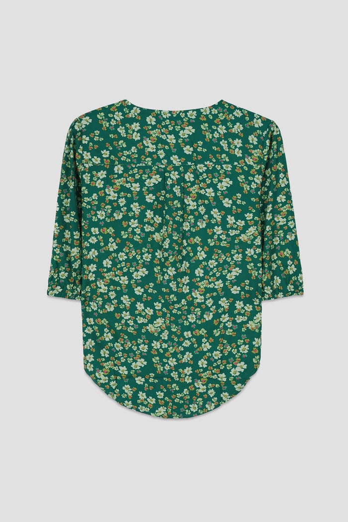 Womens Floral Print Button Front Blouse