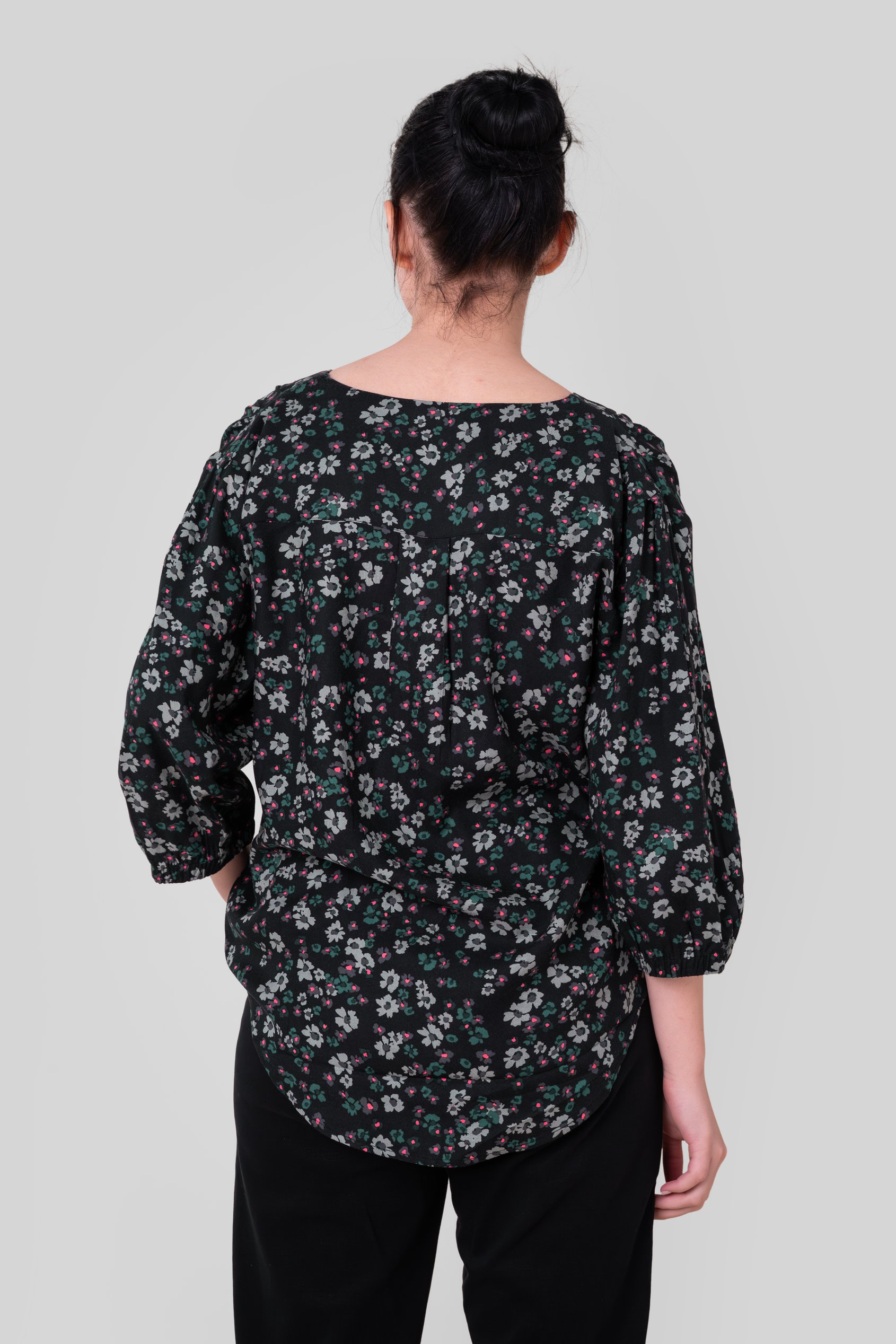 Womens Floral Print Button Front Blouse