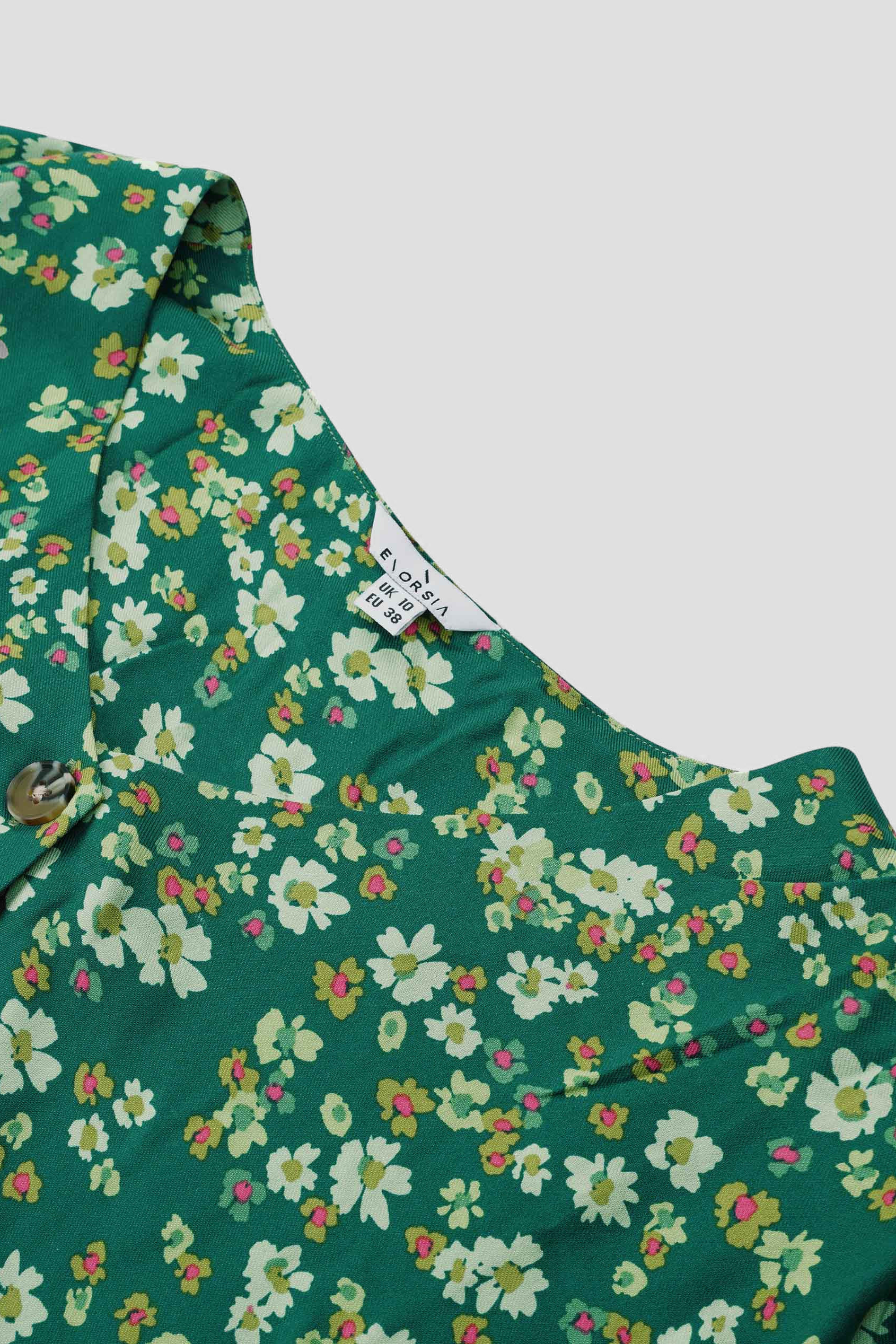 Womens Floral Print Button Front Blouse