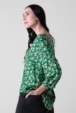 Womens Floral Print Button Front Blouse