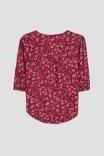 Womens Floral Print Button Front Blouse