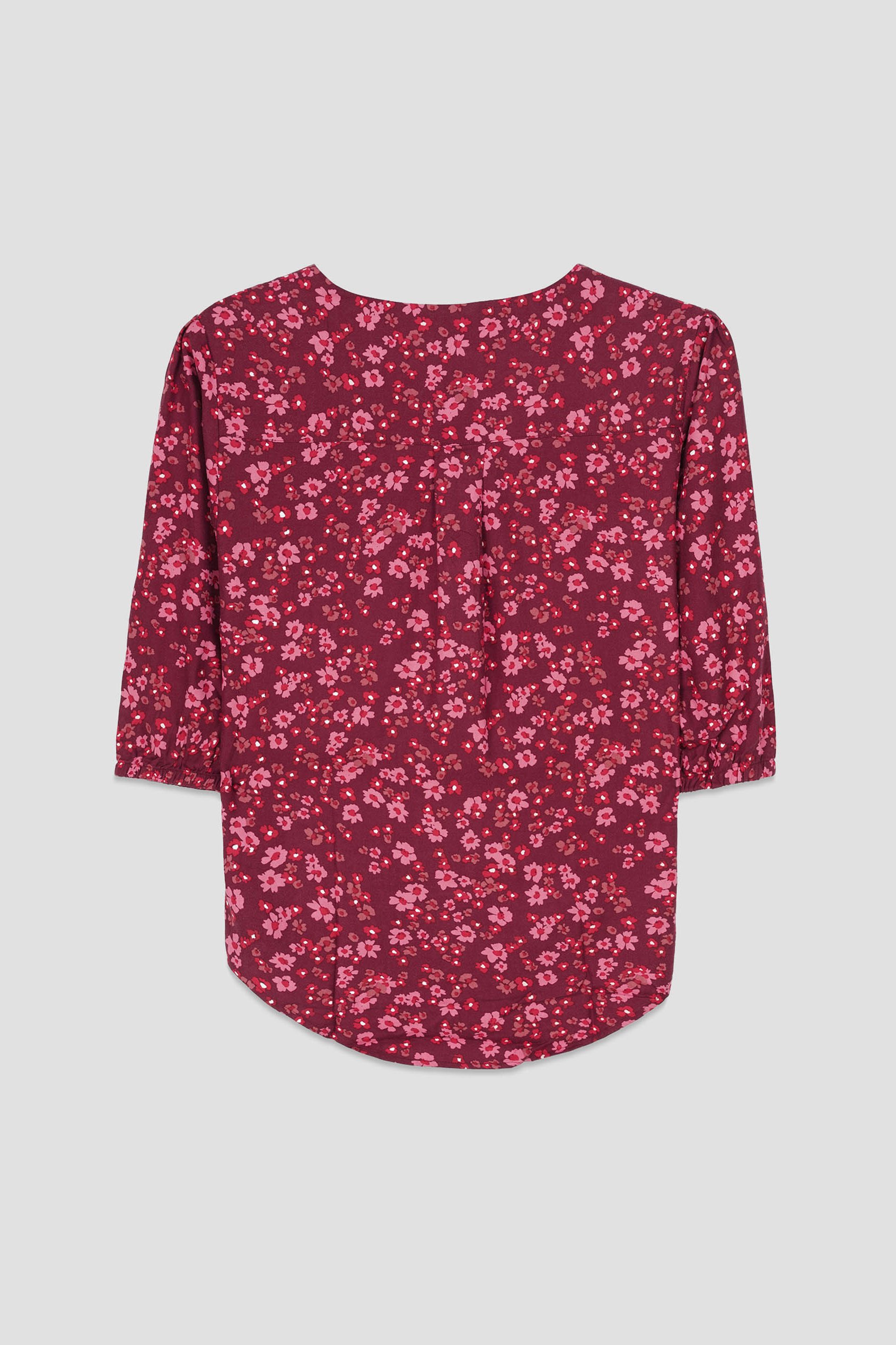 Womens Floral Print Button Front Blouse