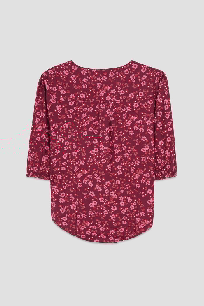 Womens Floral Print Button Front Blouse