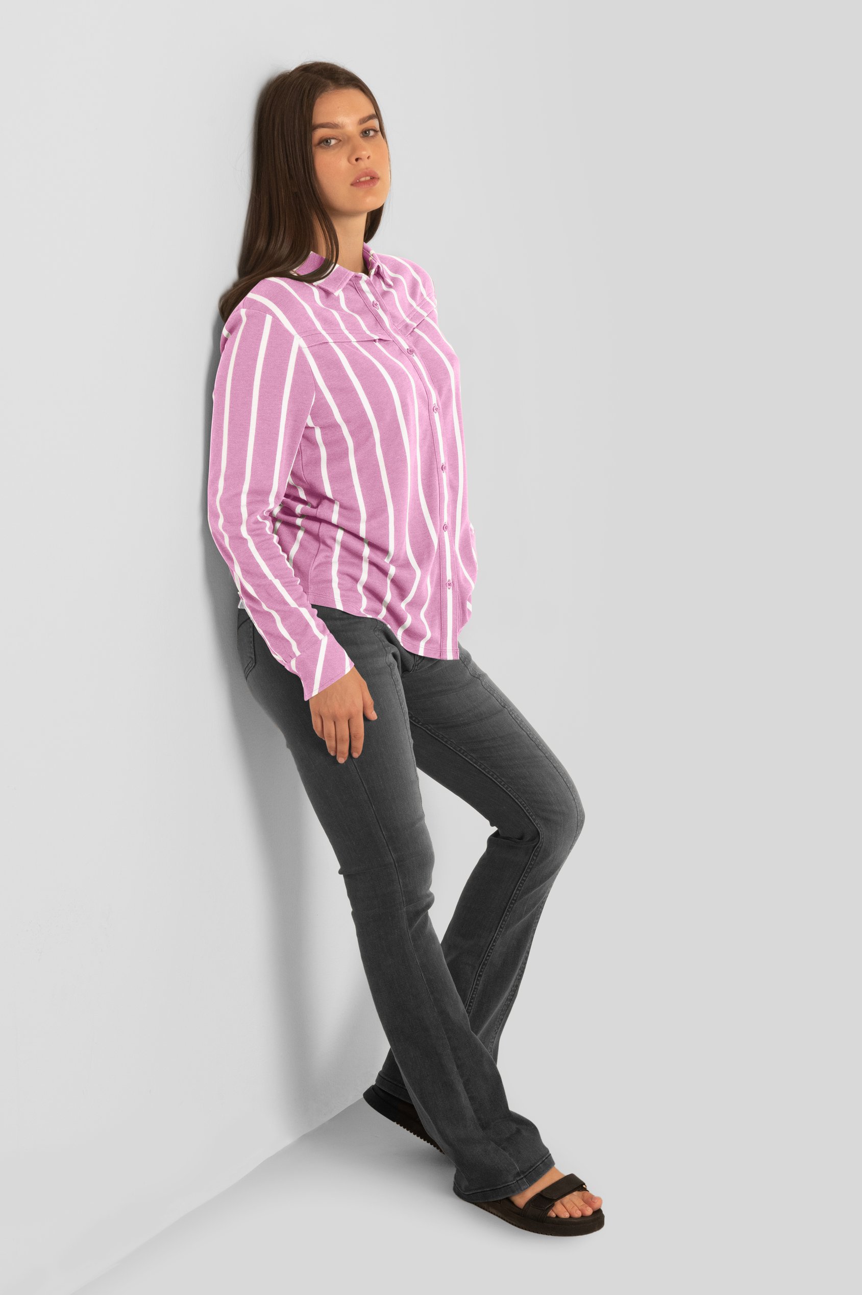 Long Sleeve Striped Smart Shirt