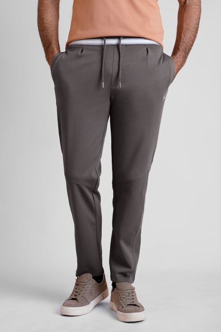 Men's Grey Striped Rib Waistband Jersey Trouser