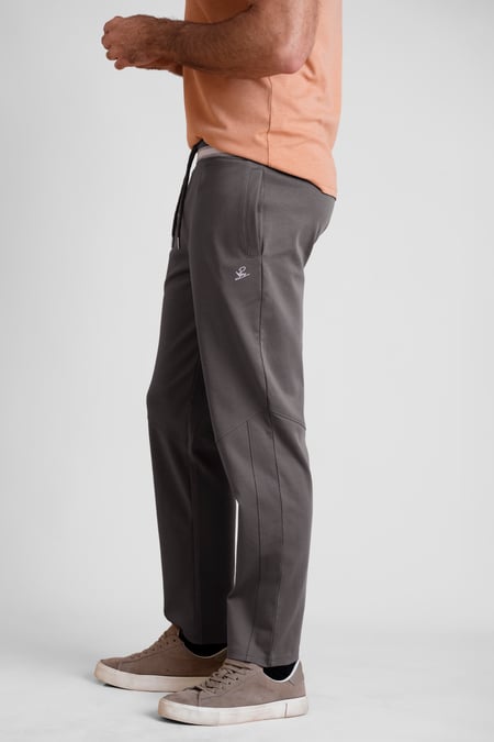 Men's Grey Striped Rib Waistband Jersey Trouser