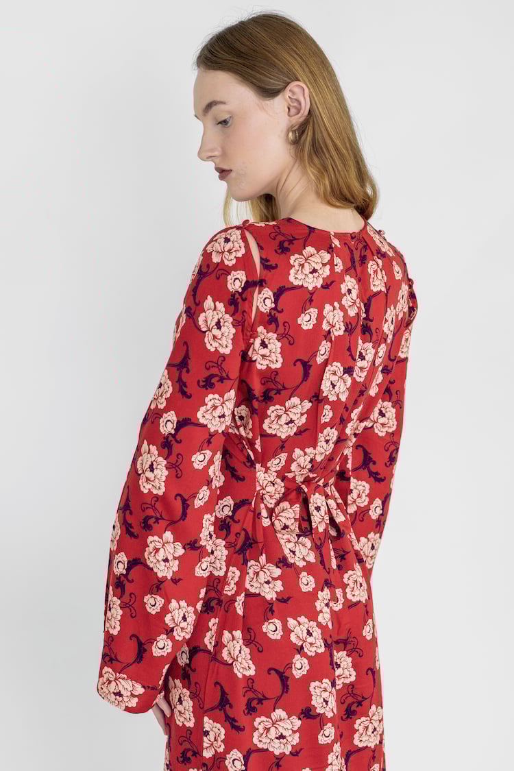 Floral Elegance Maxi Dress With Removable Sleeve