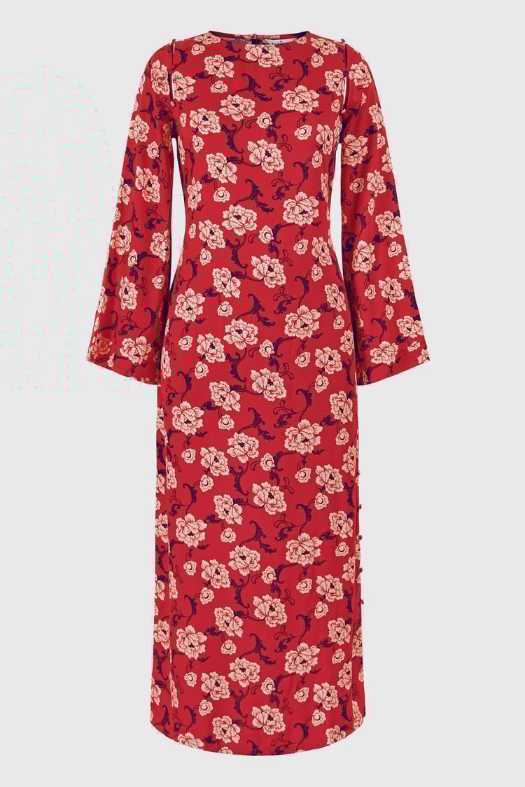 Floral Elegance Maxi Dress With Removable Sleeve