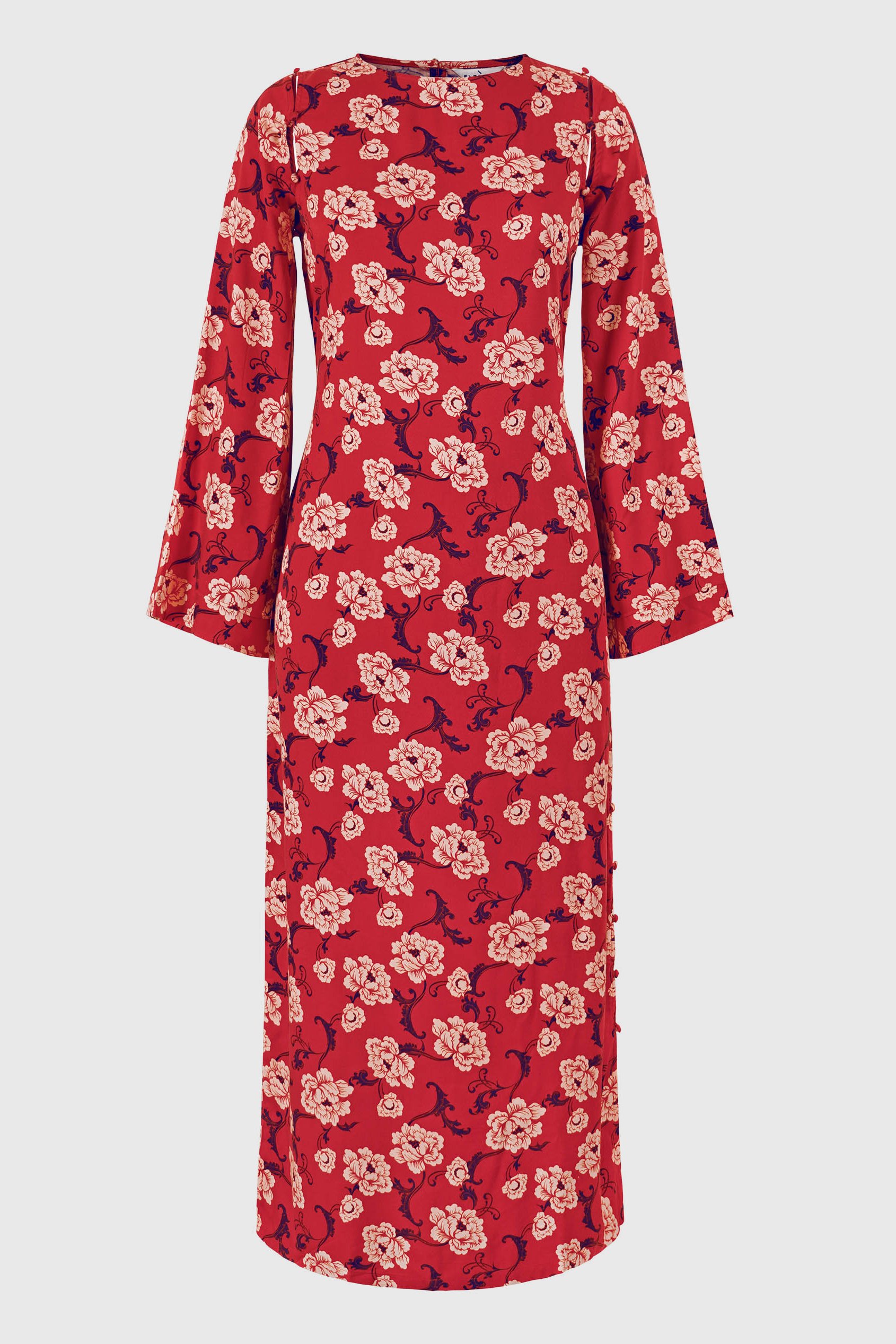 Floral Elegance Maxi Dress With Removable Sleeve