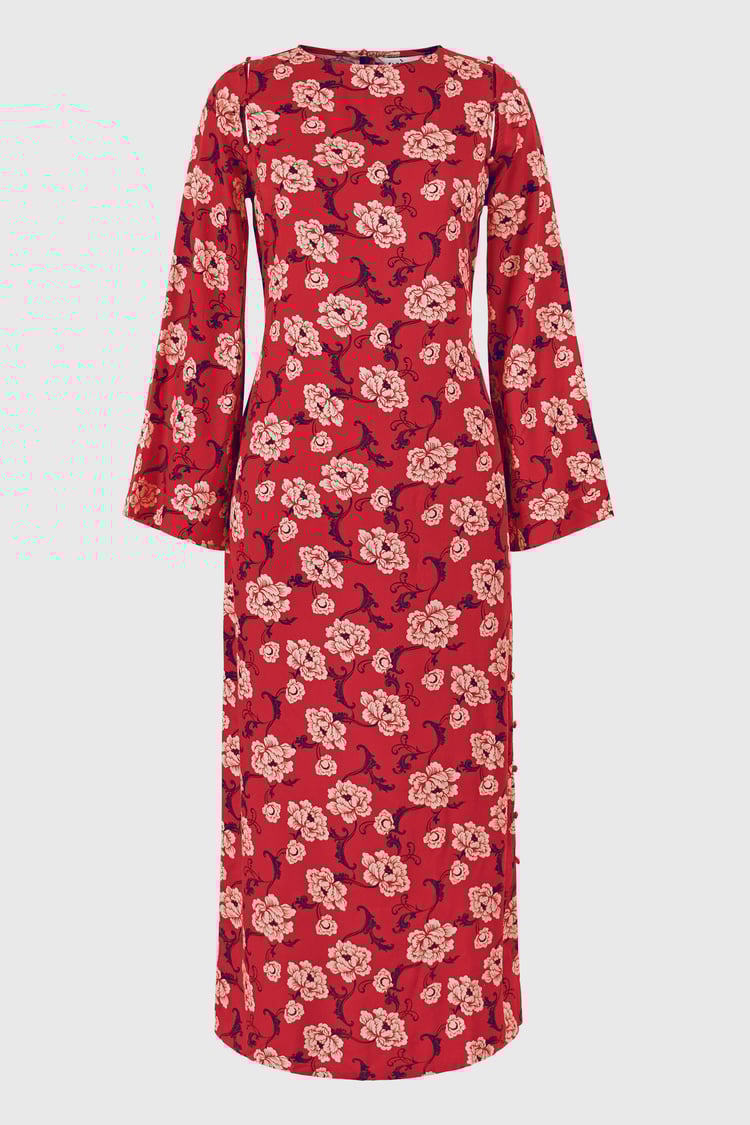 Floral Elegance Maxi Dress With Removable Sleeve