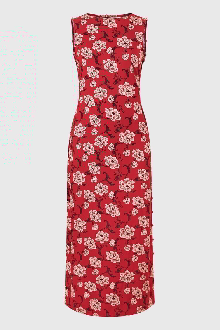 Floral Elegance Maxi Dress With Removable Sleeve