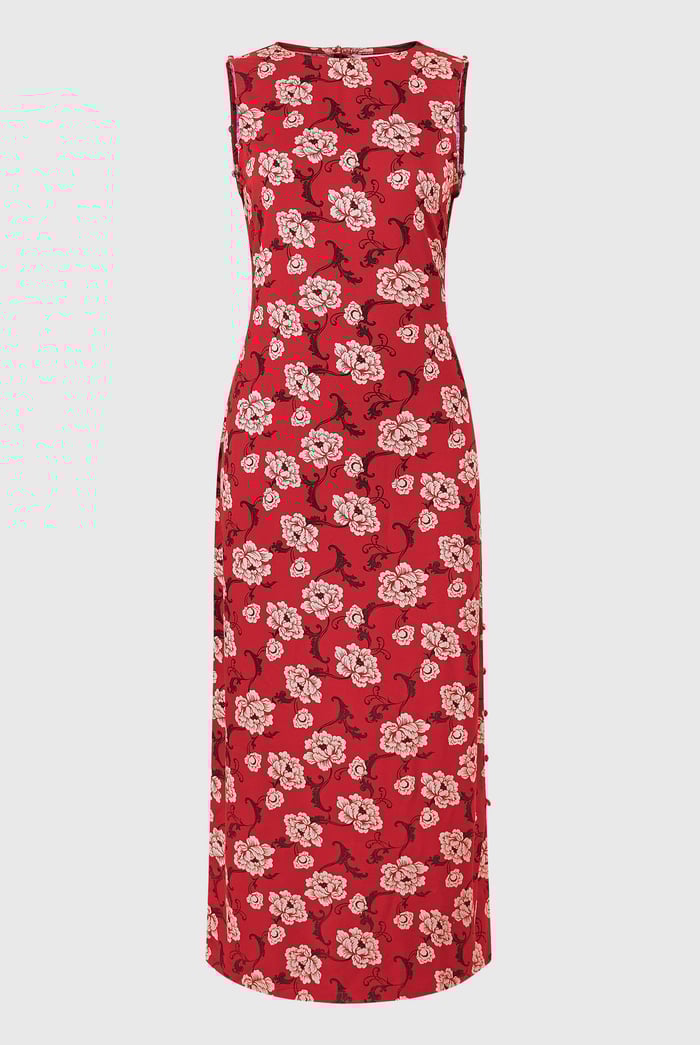 Floral Elegance Maxi Dress With Removable Sleeve