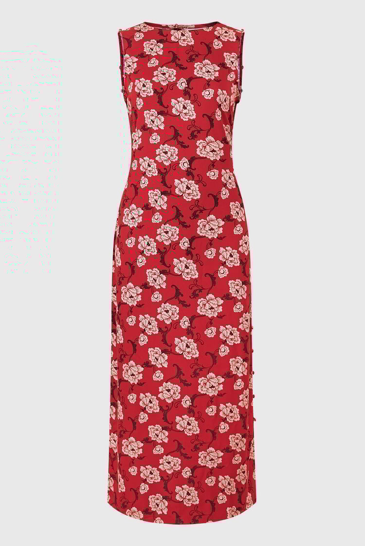 Floral Elegance Maxi Dress With Removable Sleeve