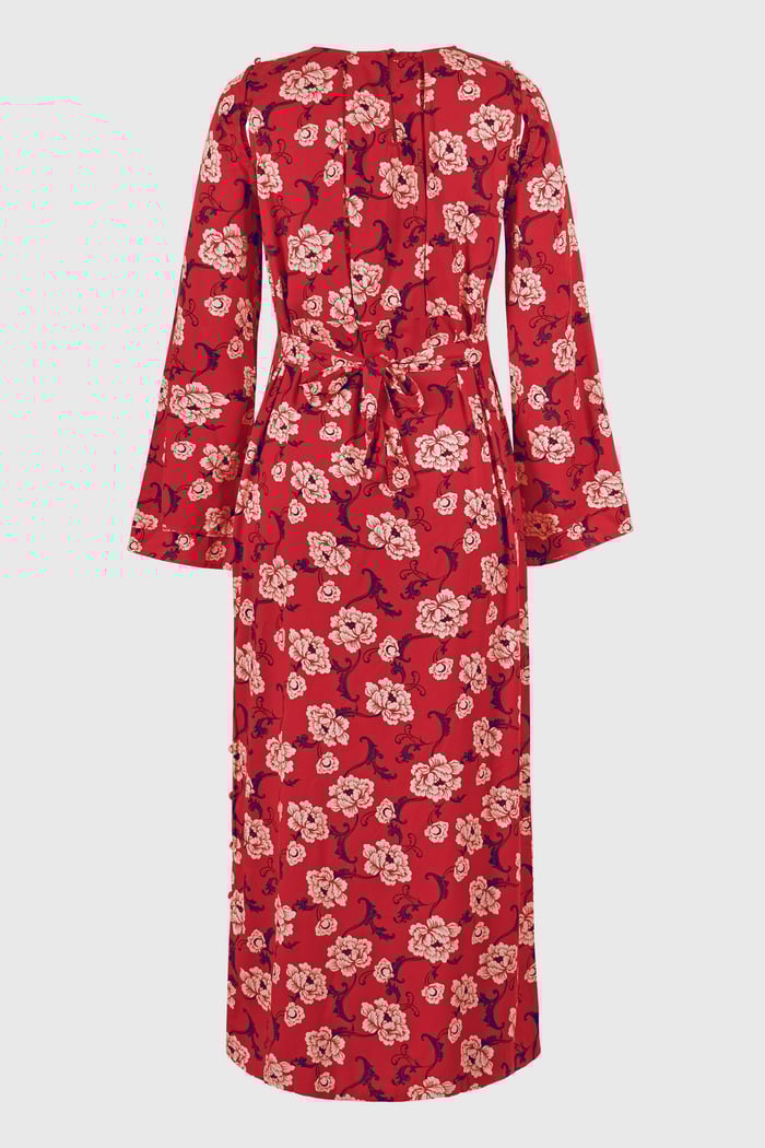 Floral Elegance Maxi Dress With Removable Sleeve