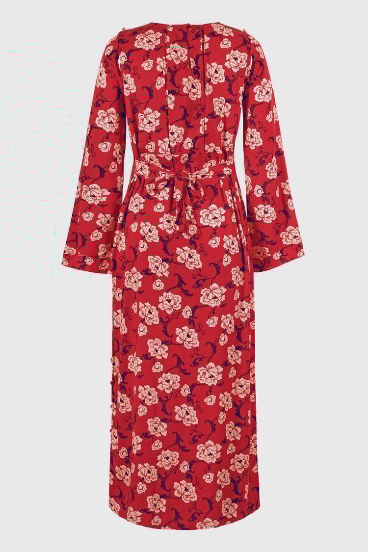 Floral Elegance Maxi Dress With Removable Sleeve